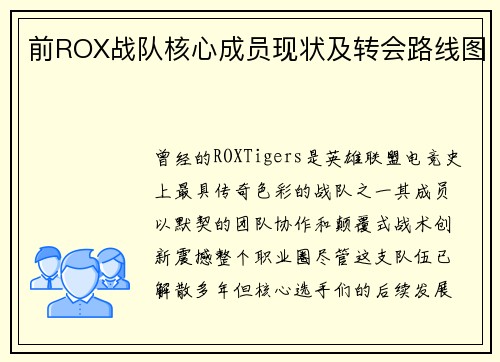 前ROX战队核心成员现状及转会路线图